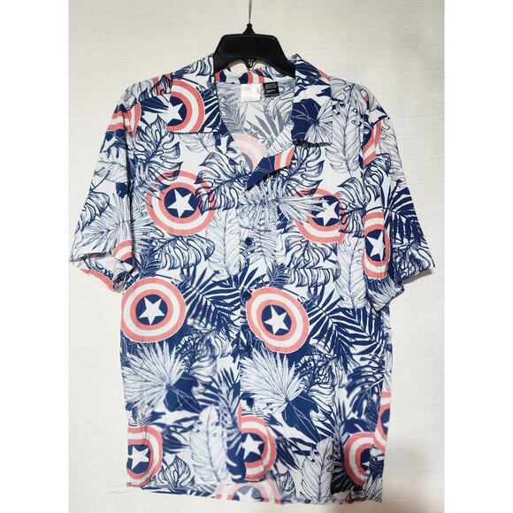 Captain America Hawaiian shirt short sleeve button down shirt men's size small - Picture 1 of 7